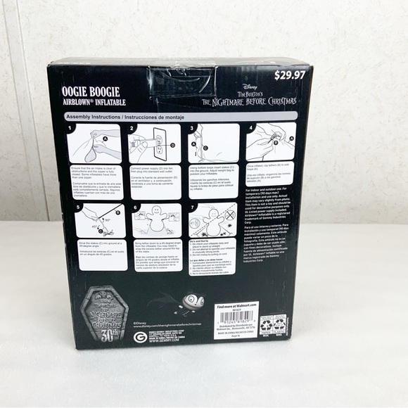 Nightmare Before Christmas Santa Oogie Boogie Stocking 5 Ft Inflatable Gemmy LED - Picture 8 of 9